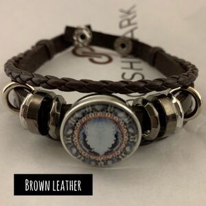 Leather Bracelet Ginger Button Snaps Pick 2 Brown